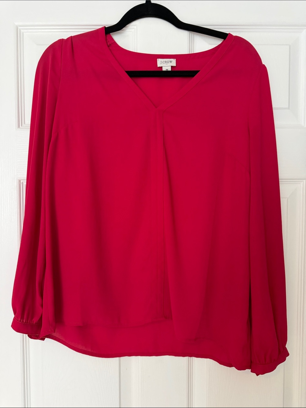 J. Crew Raspberry Pink V-Neck Long Sleeve Blouse